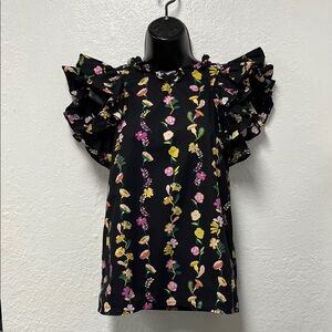 Banjanan Black Floral Blouse size XS